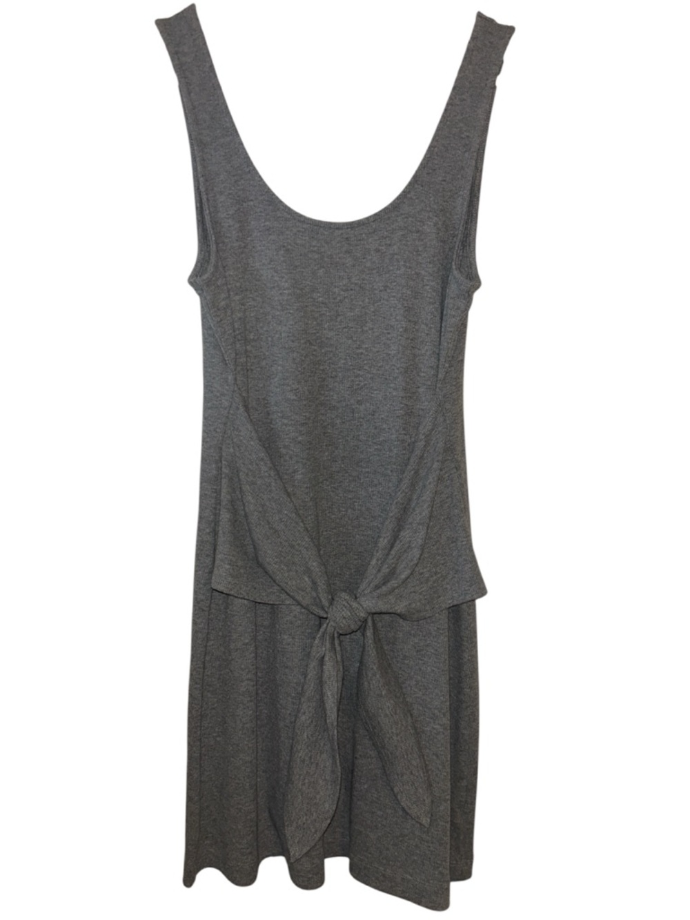 Aerie Gray Ribbed Tank Dress With Tie Scoop Neckline Women’s Medium Clean Girl